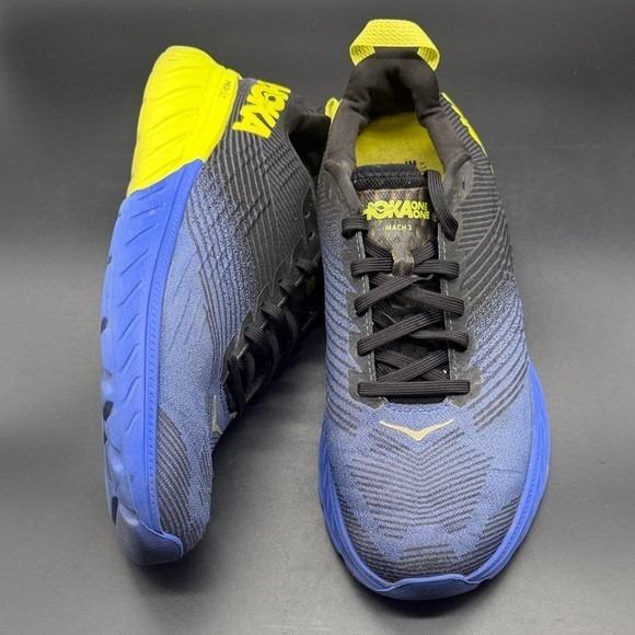 Hoka One One Mach 3 Mens Running Shoes Blue Yellow 1106479 ABEP Size 10.5 - Picture 4 of 7